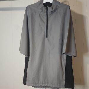 Gray and Black Windbreaker with Mock Neck and Lightweight Design Tgw